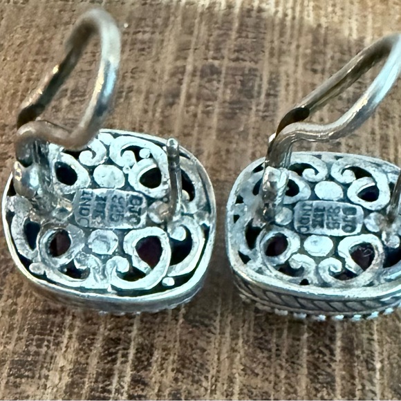 Samuel Benham BJC Sterling Silver 18k Gold Purple Amethyst Earrings - Picture 7 of 8